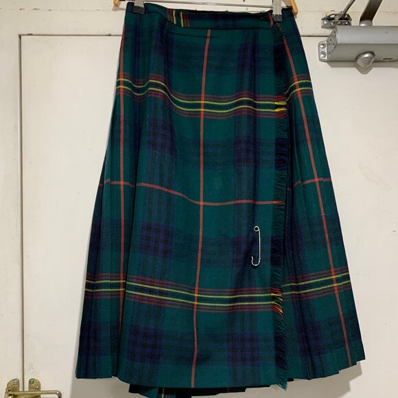 VINTAGE HIGHLAND QUEEN WOOL PLEATED KILT SKIRTS SIZE 14 - Picture 2 of 7